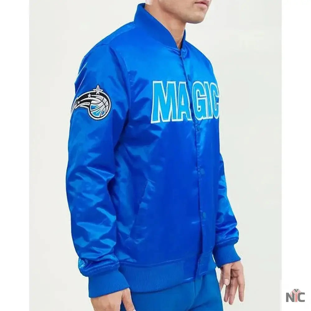 Wordmark Orlando Magic Royal Satin Jacket NYC Jackets