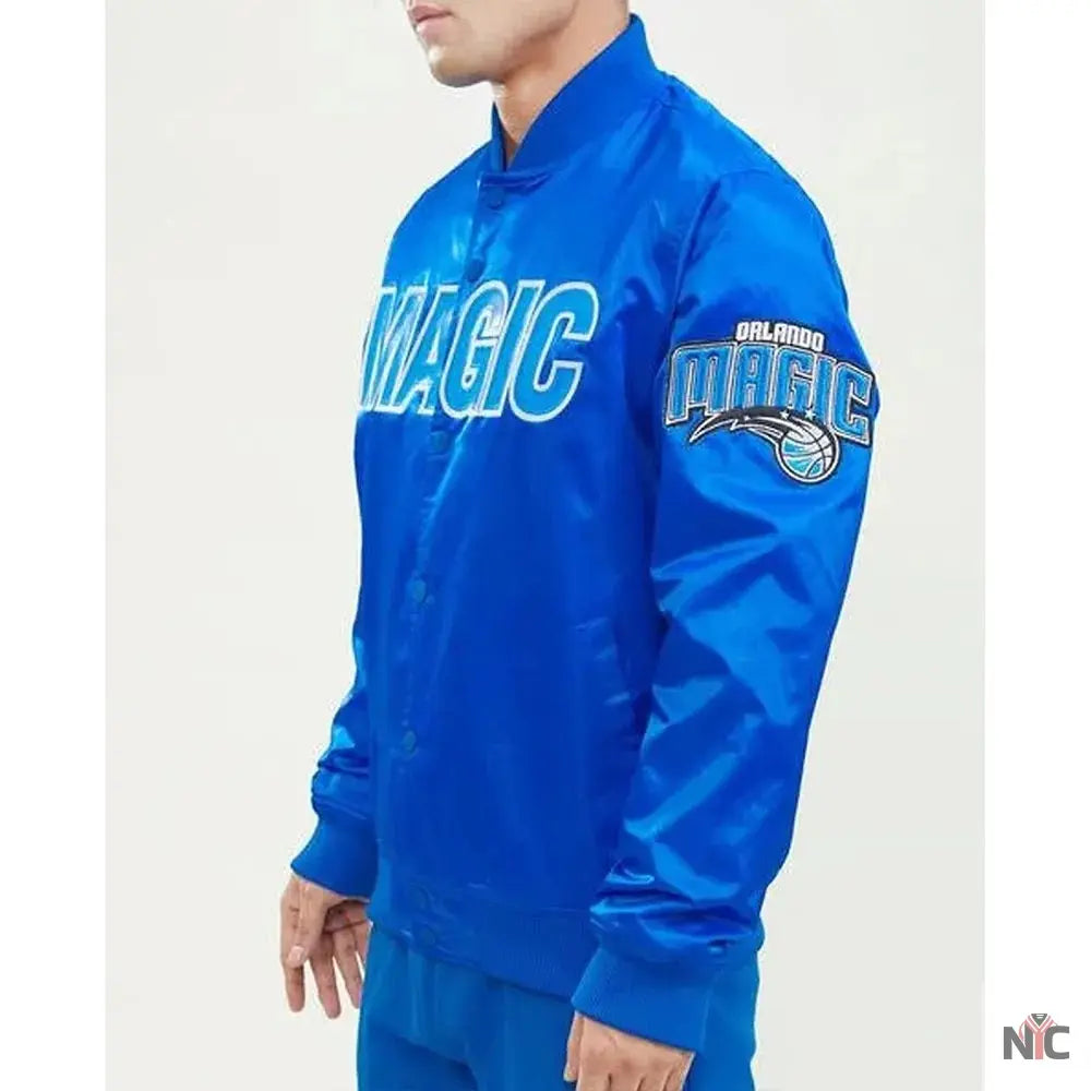Wordmark Orlando Magic Royal Satin Jacket NYC Jackets