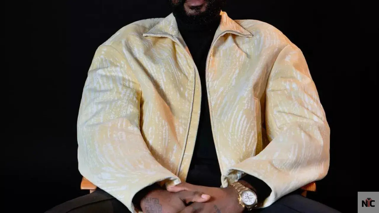 Yellow & White Leather Jacket Worn by Damso in Damso NYC Jackets