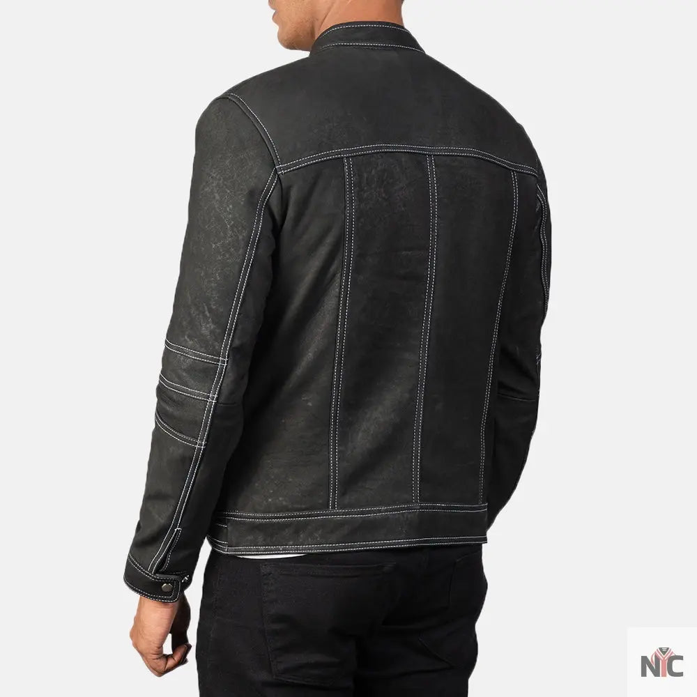 Youngster Distressed Black Leather Jacket NYC Jackets