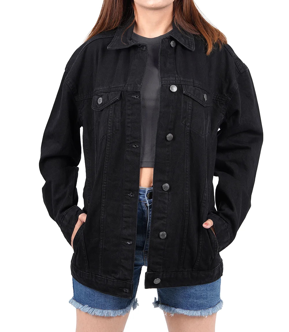 Womens Oversized Black Denim Jacket
