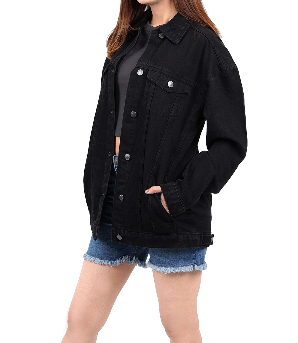 Womens Oversized Black Denim Jacket