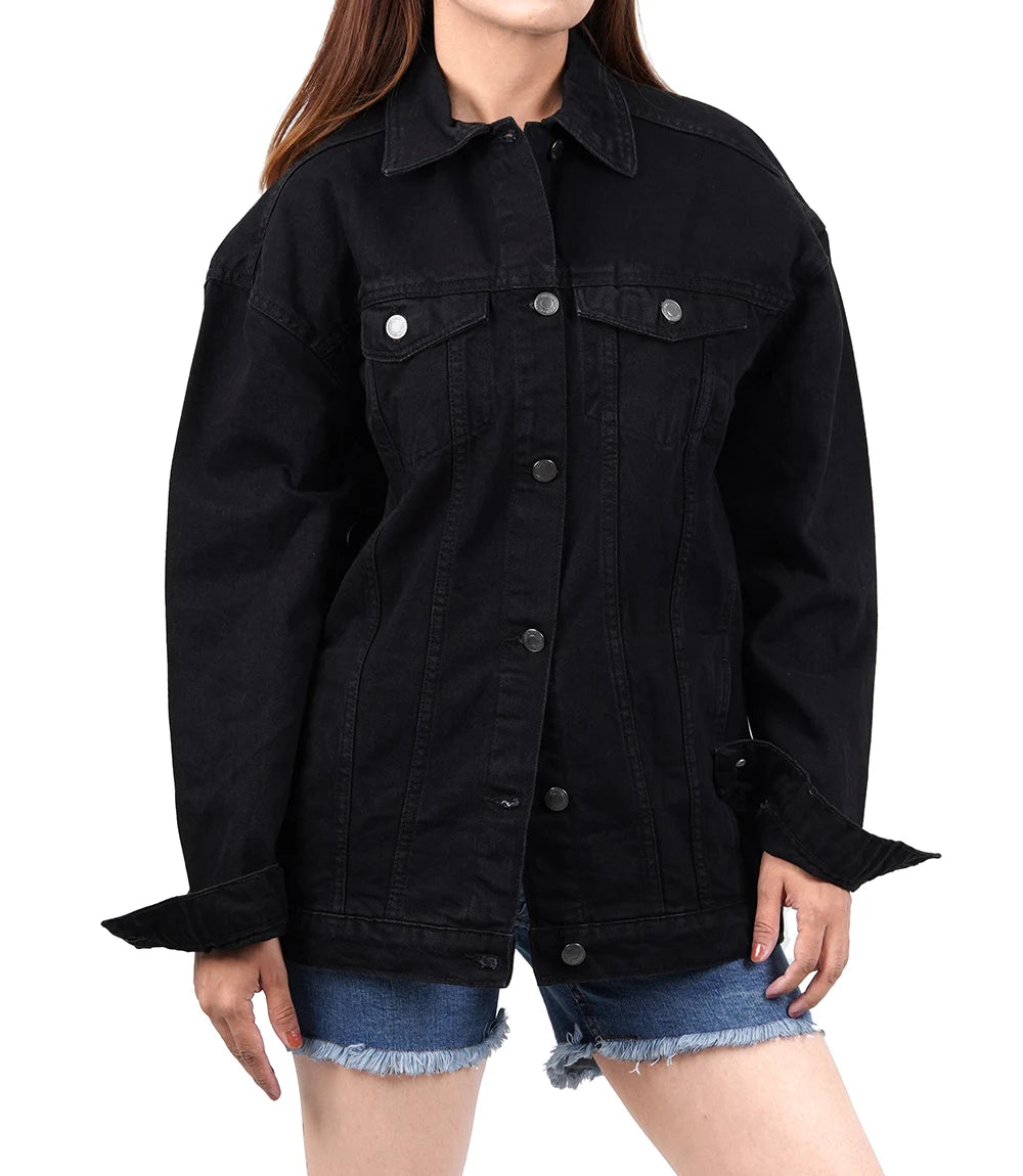 Womens Oversized Black Denim Jacket