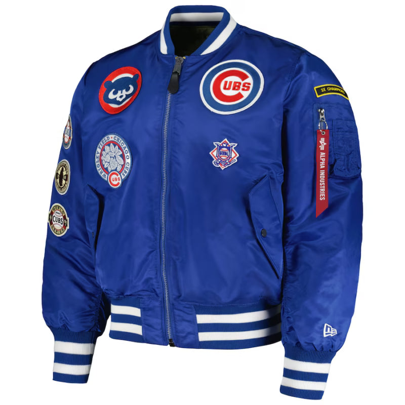 Men’s Chicago Cubs New Era x Alpha Industries Reversible Full-Zip Bomber Jacket NYC Jackets