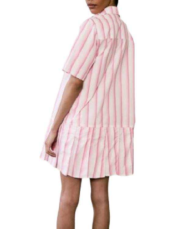 Access Daily Emily Orozco Pink and White Striped Mini Dress NYC Jackets