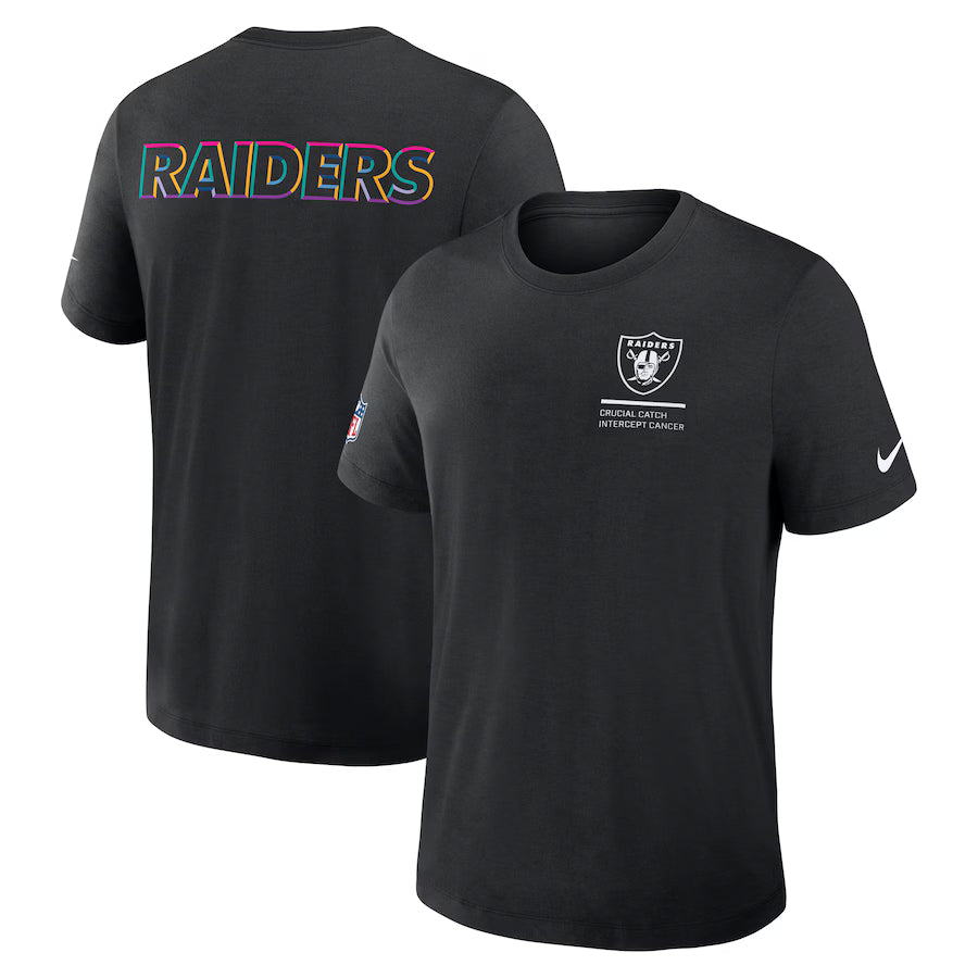 Las Vegas Raiders Nike Black 2025 NFL Crucial Catch Tri-Blend Dri-FIT T-Shirt NYC Jackets