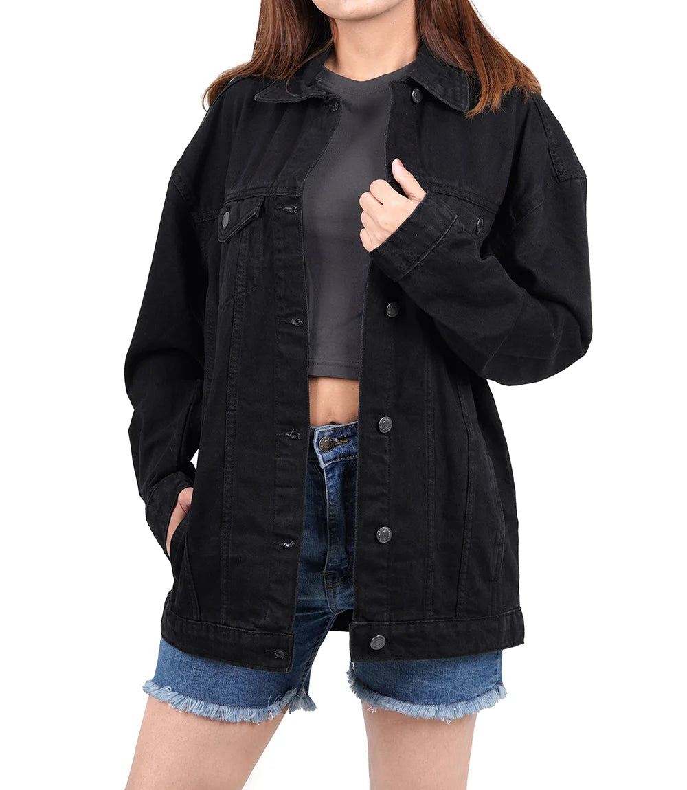 Womens Oversized Black Denim Jacket