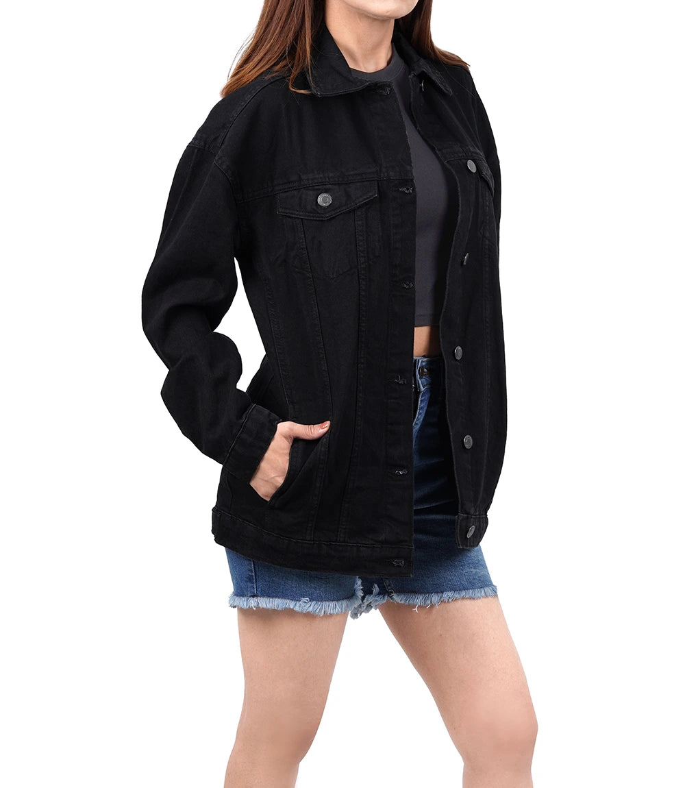 Womens Oversized Black Denim Jacket