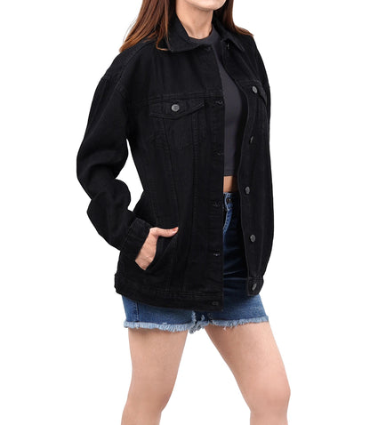 Womens Oversized Black Denim Jacket
