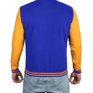Men's Plain Blue and Yellow Varsity Letterman Jacket