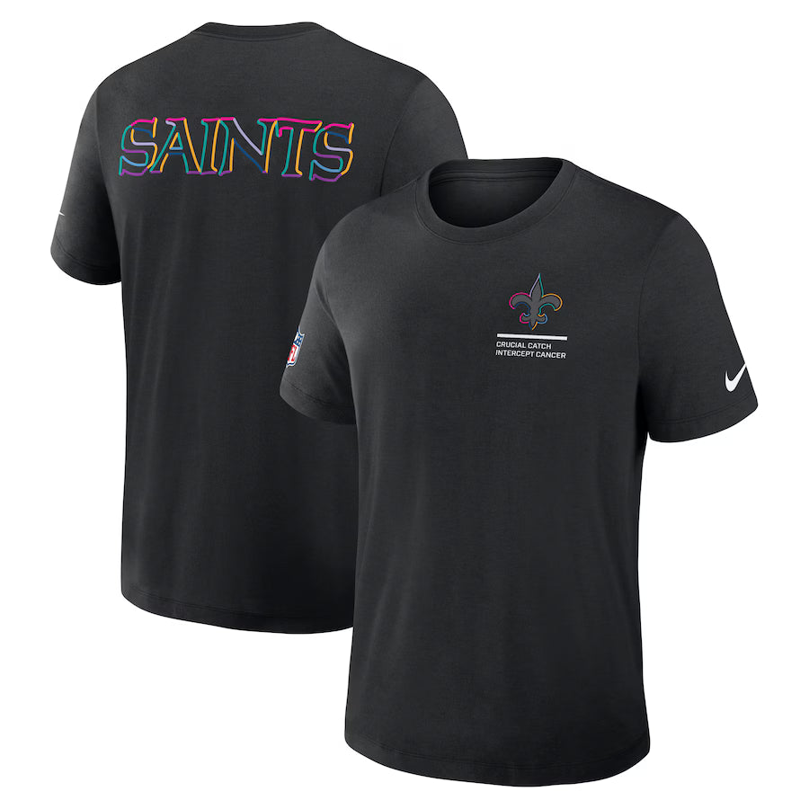 New Orleans Saints Nike Black 2025 NFL Crucial Catch Tri-Blend Dri-FIT T-Shirt