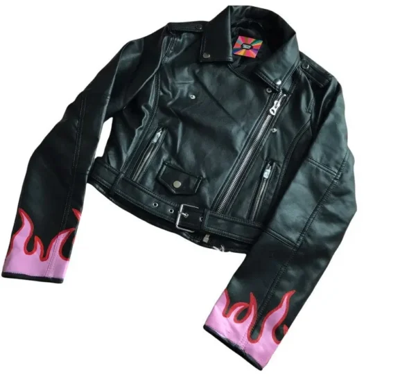 Custom Text Jacket Painted Faux Leather Motorcycle Jacket
