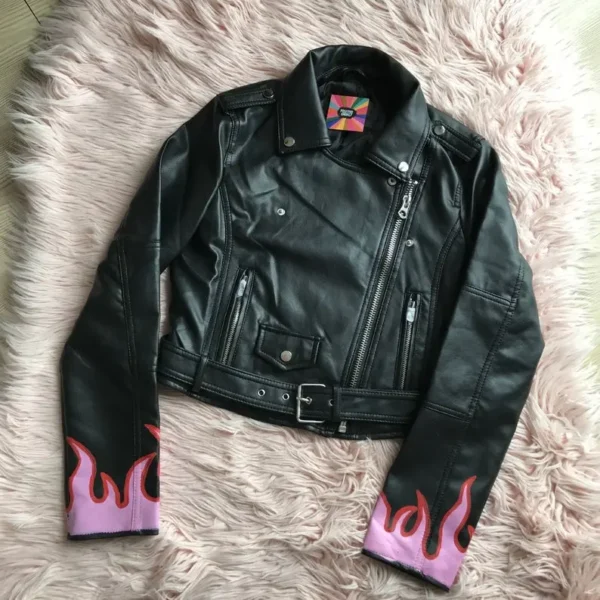 Custom Text Jacket Painted Faux Leather Motorcycle Jacket
