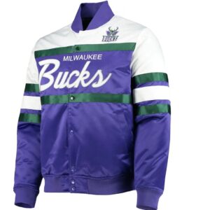 Milwaukee Bucks Hardwood Classics Script Purple Satin Jacket