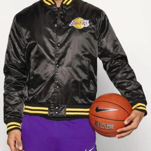LA Lakers Black Bomber Wordmark Jacket