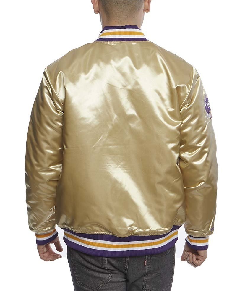 LA Lakers Championship Game Gold Satin Jacket - Image 4