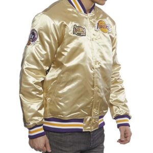 LA Lakers Championship Game Gold Satin Jacket