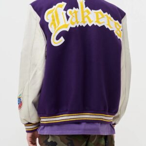 LA Lakers Purple and White Wool Letterman Jacket