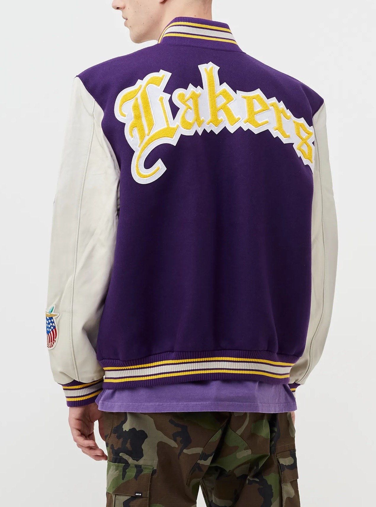 LA Lakers Purple and White Wool Letterman Jacket