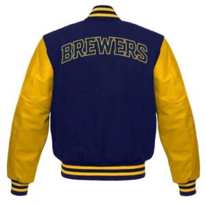 Letterman Milwaukee Brewers Yellow and Blue Jacket