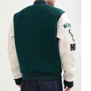Milwaukee Bucks Letterman Green and White Jacket
