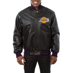 Los Angeles Lakers Black Leather Varsity Jacket