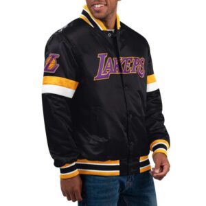 Los Angeles Lakers Home Game Black Satin Varsity Jacket