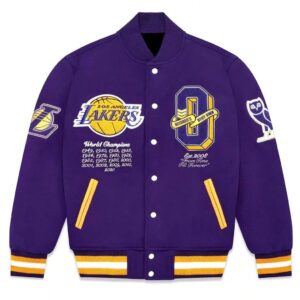 Los Angeles Lakers OVO Purple Wool Varsity Jacket
