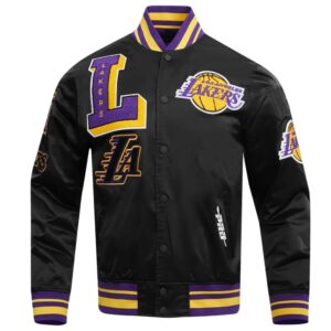 Los Angeles Lakers Pro Standard Mash Up Black Satin Jacket