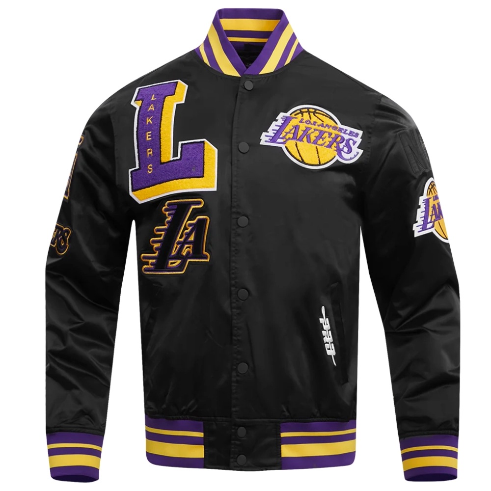Los Angeles Lakers Pro Standard Mash Up Black Satin Jacket