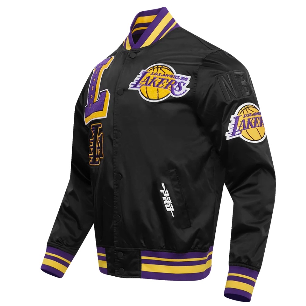 Los Angeles Lakers Pro Standard Mash Up Black Satin Jacket