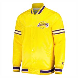 Los Angeles Lakers Slider Yellow Satin Varsity Jacket