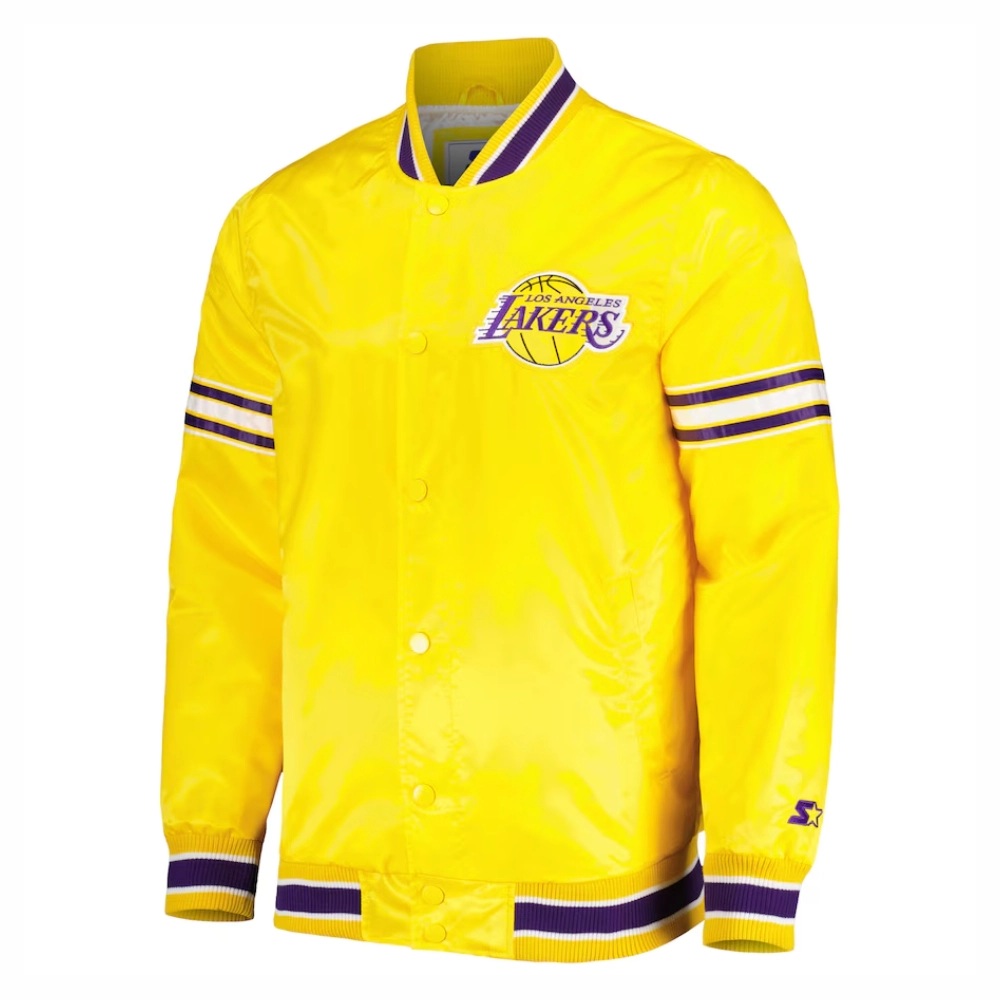 Los Angeles Lakers Slider Yellow Satin Varsity Jacket