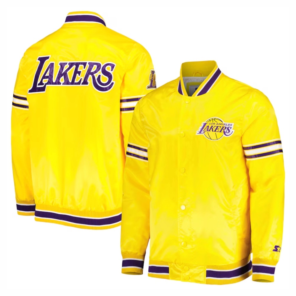 Los Angeles Lakers Slider Yellow Satin Varsity Jacket