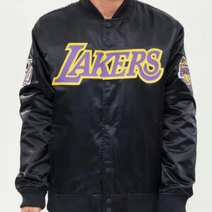 Los Angeles Lakers Wordmark Black Satin Jacket