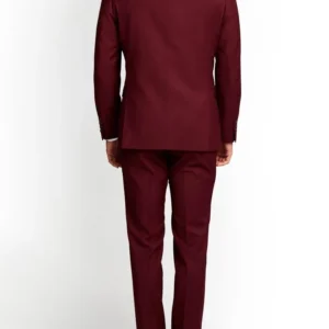 Men's Three-Piece Slim Fit Maroon Suit - Wedding Suit for Men