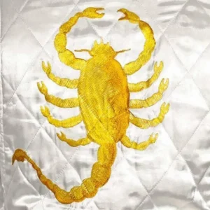 Men’s White Scorpion Logo Bomber Jacket