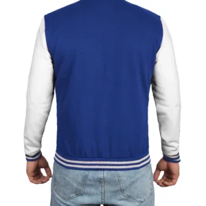 Men's Grey and Royal Blue Varsity Jacket - Letterman Style