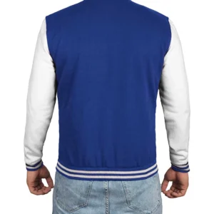 Men's Royal Blue & White Varsity Jacket - Classic Baseball Bomber Style