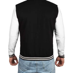 Men's Black and White Varsity Jacket - College Baseball Style