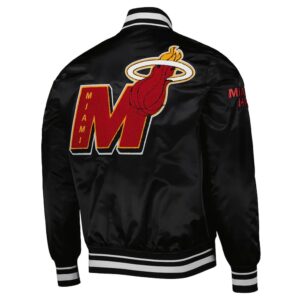 Miami Heat Mash Up Bomber Black Satin Jacket