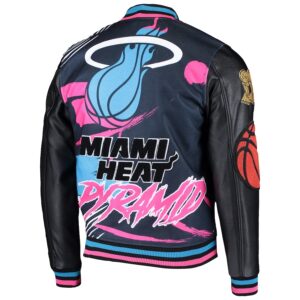 Miami Heat Pyramid Black Full-Snap Varsity Jacket