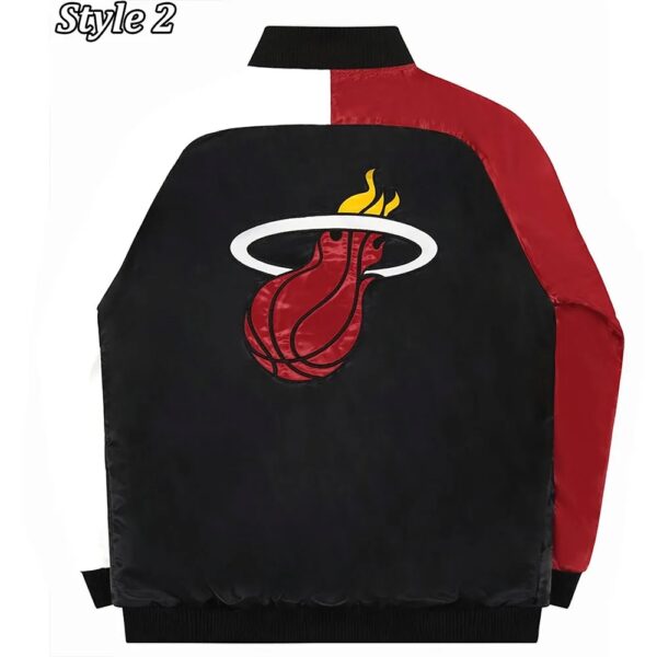 Miami Heat Reliever Full-Snap Black and Red Satin Jacket