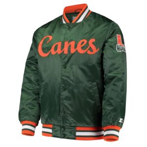 Miami Hurricanes OLine Green Satin Jacket
