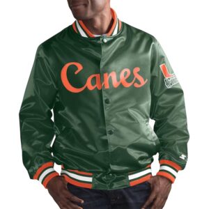 Miami Hurricanes OLine Green Satin Jacket