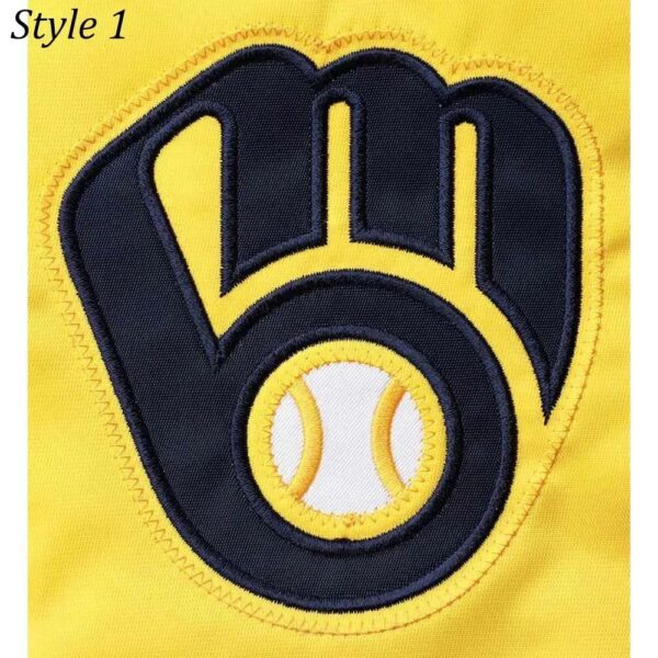 Milwaukee Brewers Gold and Navy Varsity Satin Jacket