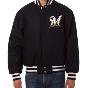 Milwaukee Brewers Handcrafted Logo Varsity Jacket