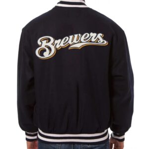 Milwaukee Brewers Handcrafted Logo Varsity Jacket