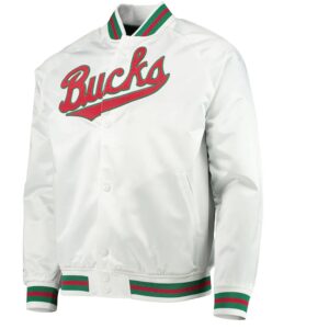 Milwaukee Bucks Hardwood Classics White Satin Jacket