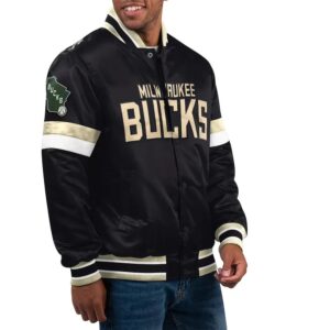 Milwaukee Bucks Home Game Black Satin Jacket